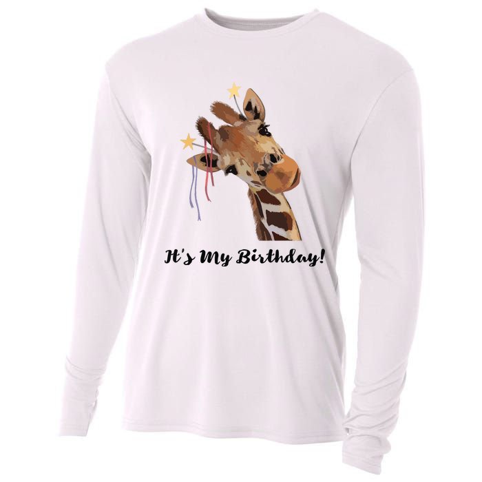 It's My Birthday Good Time Giraffe Party Animal Cooling Performance Long Sleeve Crew