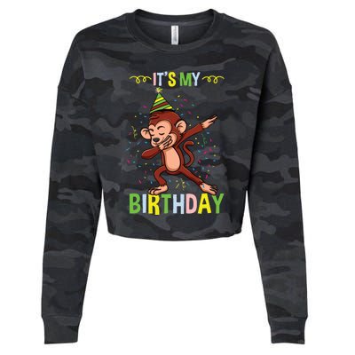 Its My Birthday Monkey Cropped Pullover Crew