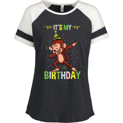 Its My Birthday Monkey Enza Ladies Jersey Colorblock Tee