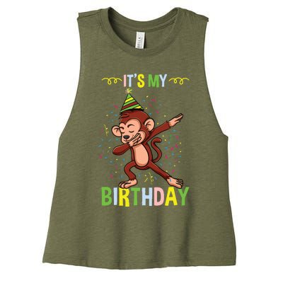 Its My Birthday Monkey Women's Racerback Cropped Tank