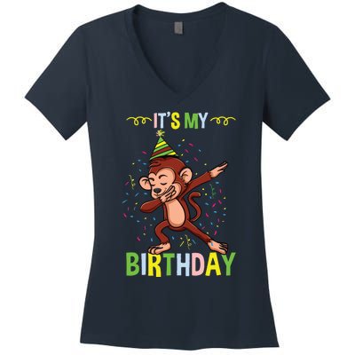 Its My Birthday Monkey Women's V-Neck T-Shirt