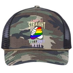 I May Be Straight But I Dont Hate Gay Friendly Cool Gift Retro Rope Trucker Hat Cap