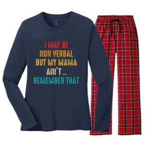 I May Be Non Verbal Nonverbal Autism Awareness Women's Long Sleeve Flannel Pajama Set 