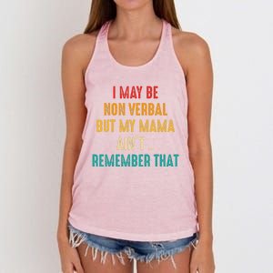 I May Be Non Verbal Nonverbal Autism Awareness Women's Knotted Racerback Tank