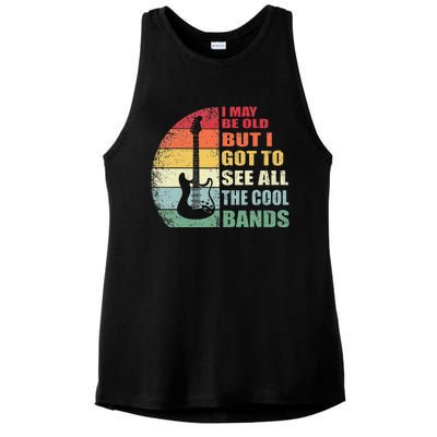 I May Be Old But I Got To See All The Cool Bands Ladies PosiCharge Tri-Blend Wicking Tank