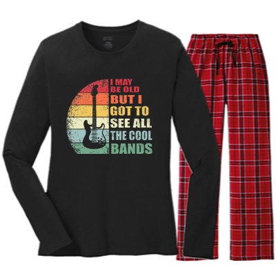 I May Be Old But I Got To See All The Cool Bands Women's Long Sleeve Flannel Pajama Set 