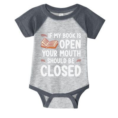 If My Book Is Open Your Mouth Should Be Closed Infant Baby Jersey Bodysuit