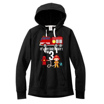 It's my birthday Fire Truck Fireman 3 Birthday Boy Women's Fleece Hoodie