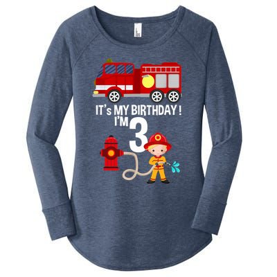 It's my birthday Fire Truck Fireman 3 Birthday Boy Women's Perfect Tri Tunic Long Sleeve Shirt