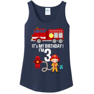 It's my birthday Fire Truck Fireman 3 Birthday Boy Ladies Essential Tank