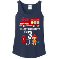 It's my birthday Fire Truck Fireman 3 Birthday Boy Ladies Essential Tank