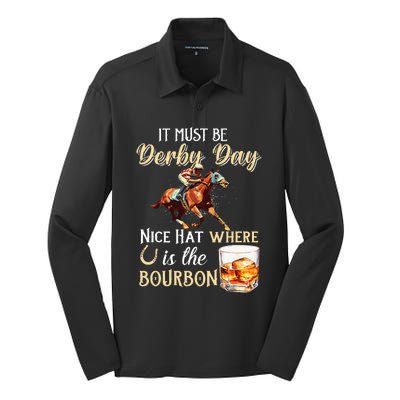 ItS Must Be Derby Day Bourbon Horse Racing Silk Touch Performance Long Sleeve Polo