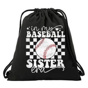 In My Baseball Sister Era Baseball Sister Drawstring Bag