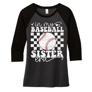 In My Baseball Sister Era Baseball Sister Women's Tri-Blend 3/4-Sleeve Raglan Shirt