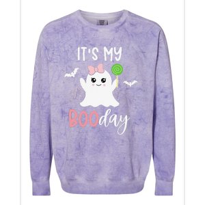 Its My Boo Day Cute Halloween Birthday Ghost Pink Bow Colorblast Crewneck Sweatshirt