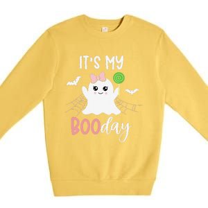 Its My Boo Day Cute Halloween Birthday Ghost Pink Bow Premium Crewneck Sweatshirt