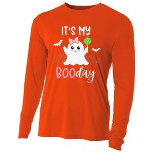 Its My Boo Day Cute Halloween Birthday Ghost Pink Bow Cooling Performance Long Sleeve Crew