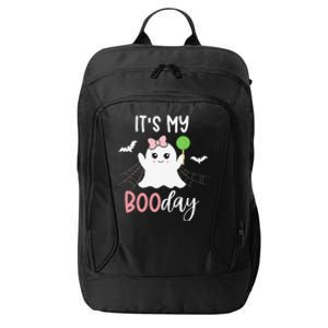 Its My Boo Day Cute Halloween Birthday Ghost Pink Bow City Backpack