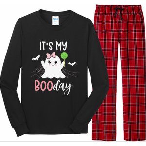 Its My Boo Day Cute Halloween Birthday Ghost Pink Bow Long Sleeve Pajama Set