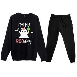 Its My Boo Day Cute Halloween Birthday Ghost Pink Bow Premium Crewneck Sweatsuit Set