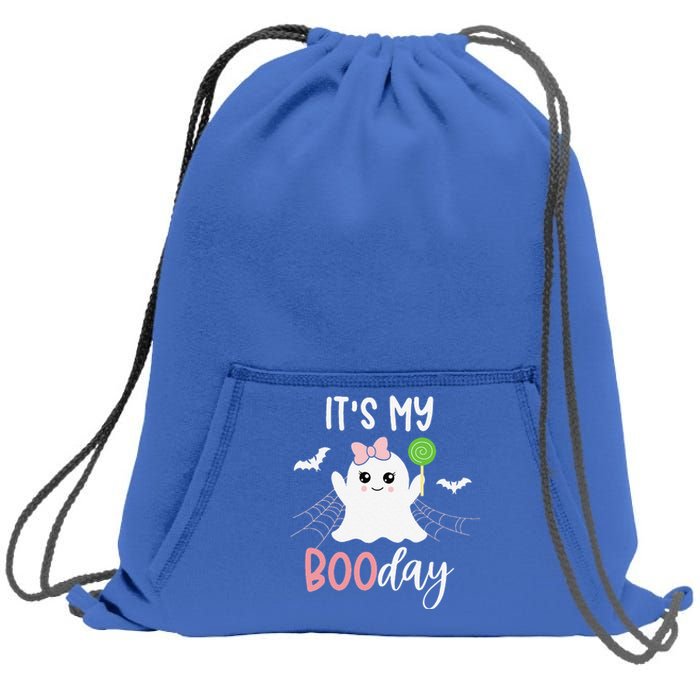 Its My Boo Day Cute Halloween Birthday Ghost Pink Bow Sweatshirt Cinch Pack Bag