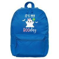 Its My Boo Day Cute Halloween Birthday Ghost Pink Bow 16 in Basic Backpack