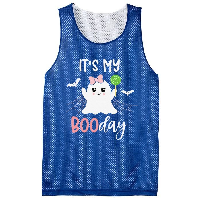 Its My Boo Day Cute Halloween Birthday Ghost Pink Bow Mesh Reversible Basketball Jersey Tank