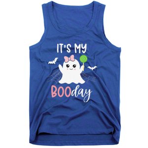 Its My Boo Day Cute Halloween Birthday Ghost Pink Bow Tank Top