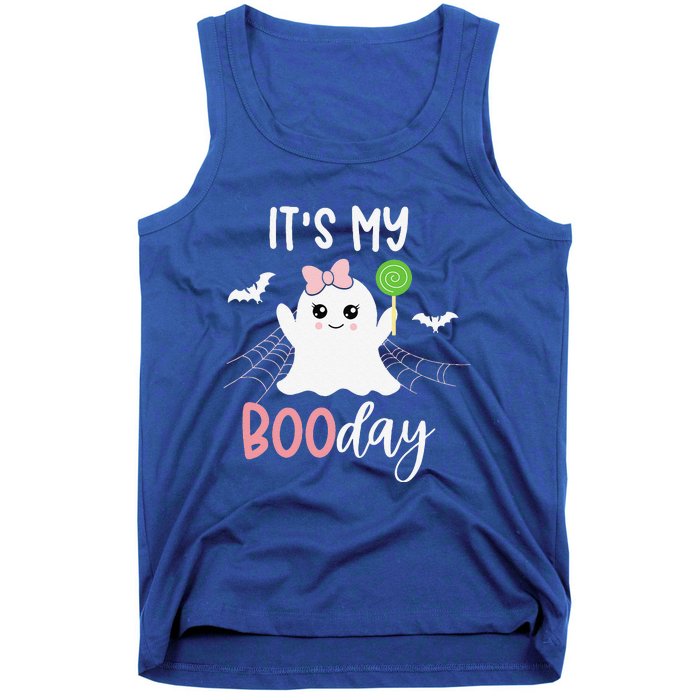 Its My Boo Day Cute Halloween Birthday Ghost Pink Bow Tank Top