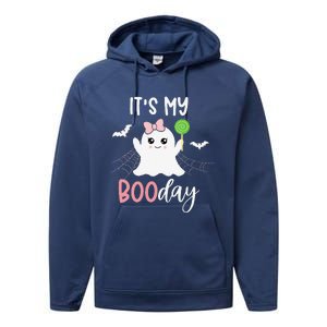 Its My Boo Day Cute Halloween Birthday Ghost Pink Bow Performance Fleece Hoodie