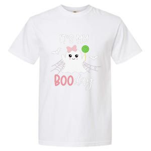 Its My Boo Day Cute Halloween Birthday Ghost Pink Bow Garment-Dyed Heavyweight T-Shirt