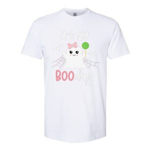 Its My Boo Day Cute Halloween Birthday Ghost Pink Bow Softstyle CVC T-Shirt