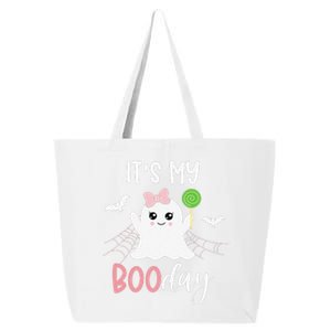 Its My Boo Day Cute Halloween Birthday Ghost Pink Bow 25L Jumbo Tote