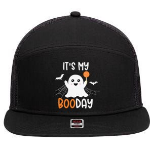 Its My Boo Day Cute Halloween Birthday Ghost 7 Panel Mesh Trucker Snapback Hat