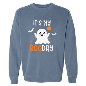 Its My Boo Day Cute Halloween Birthday Ghost Garment-Dyed Sweatshirt