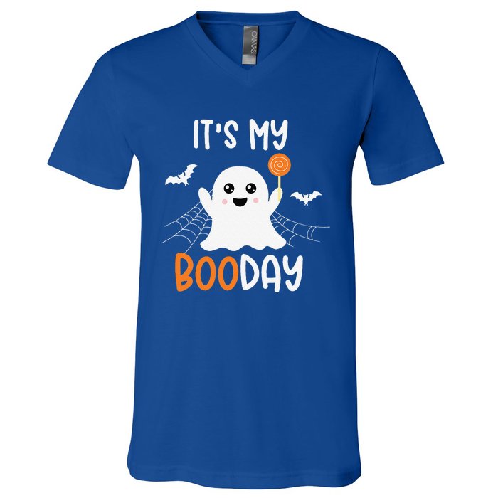 Its My Boo Day Cute Halloween Birthday Ghost V-Neck T-Shirt