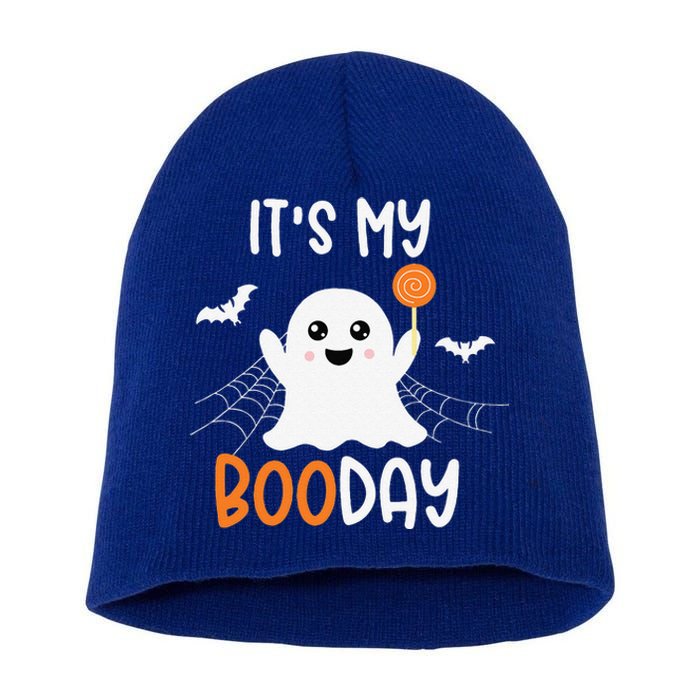 Its My Boo Day Cute Halloween Birthday Ghost Short Acrylic Beanie