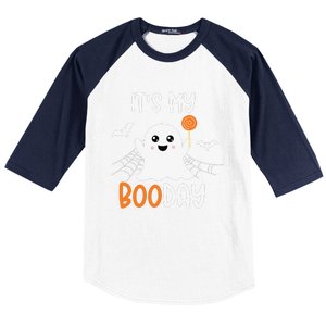 Its My Boo Day Cute Halloween Birthday Ghost Baseball Sleeve Shirt