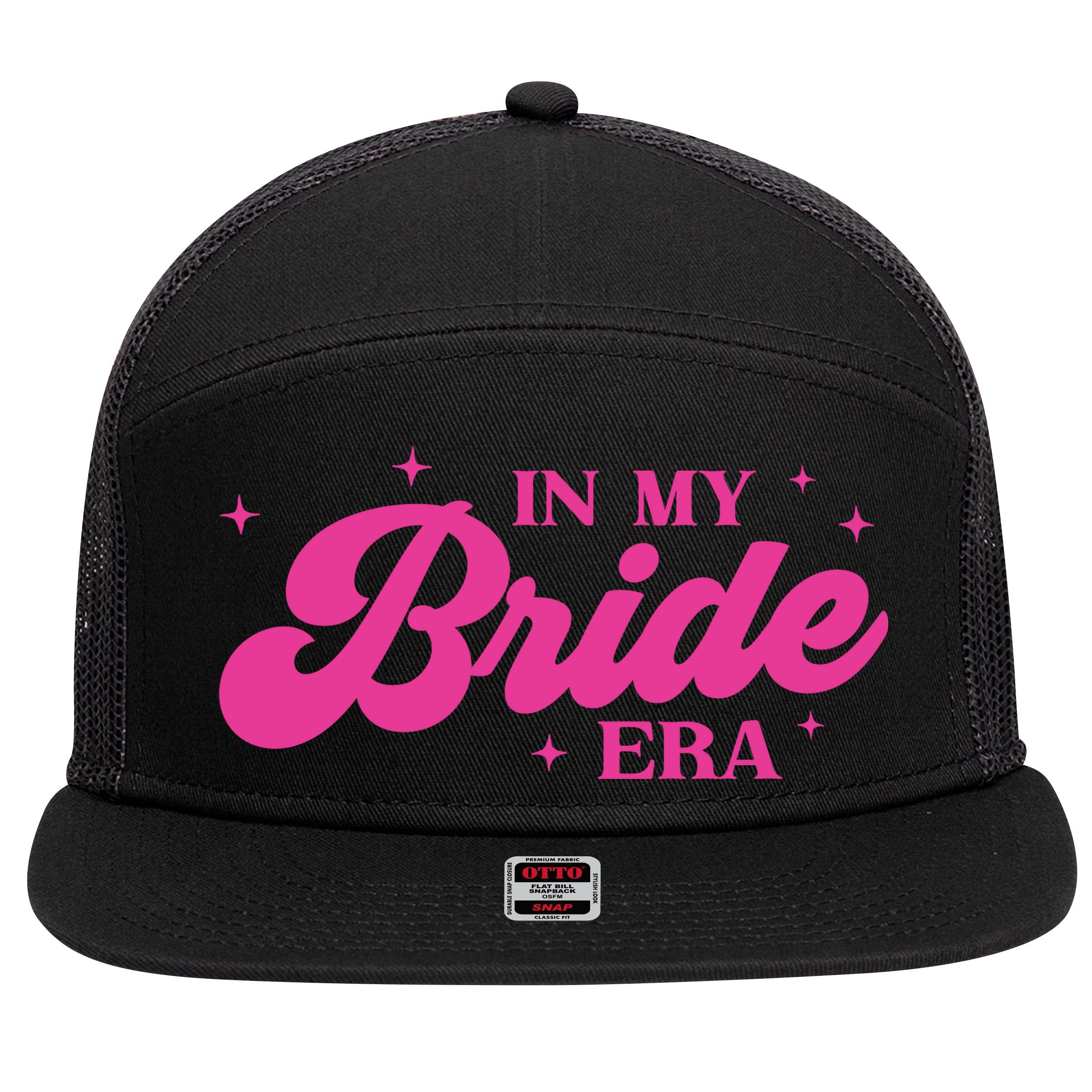 In My Bride Era Wedding Funny 7 Panel Mesh Trucker Snapback Hat