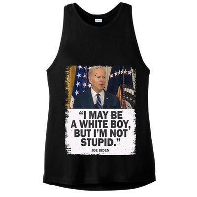 I May Be A White Boy But I'm Not Stupid Biden Ladies PosiCharge Tri-Blend Wicking Tank