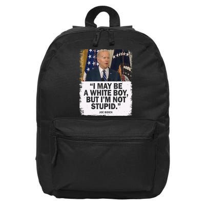 I May Be A White Boy But I'm Not Stupid Biden 16 in Basic Backpack