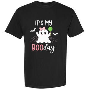 Its My Boo Day Cute Halloween Birthday Ghost Pink Bow Girls Garment-Dyed Heavyweight T-Shirt