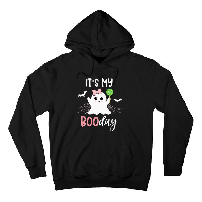 Its My Boo Day Cute Halloween Birthday Ghost Pink Bow Girls Hoodie