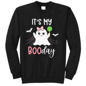 Its My Boo Day Cute Halloween Birthday Ghost Pink Bow Girls Sweatshirt