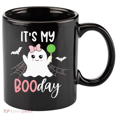 Its My Boo Day Cute Halloween Birthday Ghost Pink Bow Girls 11oz C Handle Ceramic Mug