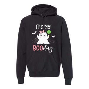 Its My Boo Day Cute Halloween Birthday Ghost Pink Bow Girls Premium Hoodie