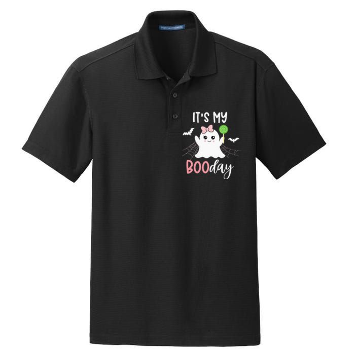 Its My Boo Day Cute Halloween Birthday Ghost Pink Bow Girls Dry Zone Grid Polo