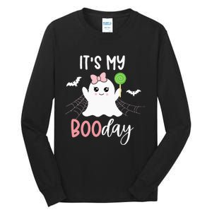 Its My Boo Day Cute Halloween Birthday Ghost Pink Bow Girls Tall Long Sleeve T-Shirt