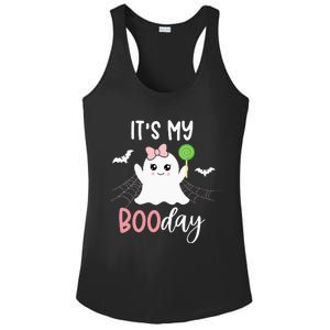 Its My Boo Day Cute Halloween Birthday Ghost Pink Bow Girls Ladies PosiCharge Competitor Racerback Tank