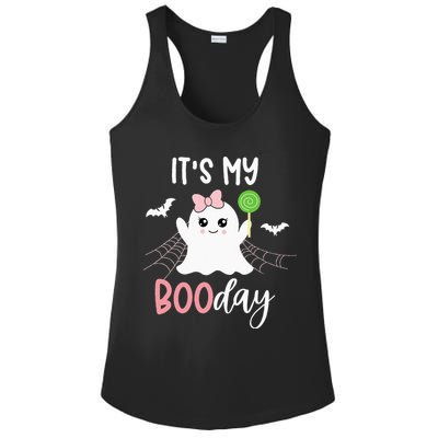 Its My Boo Day Cute Halloween Birthday Ghost Pink Bow Girls Ladies PosiCharge Competitor Racerback Tank